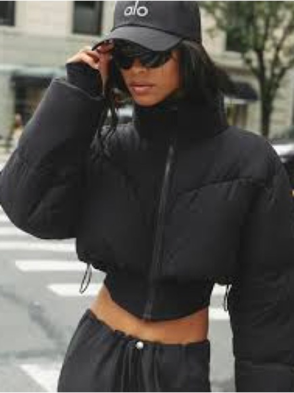 ‼️WOW‼️ALO Yoga Main Act Corset Puffer🖤Black Cropped Jacket NWOT